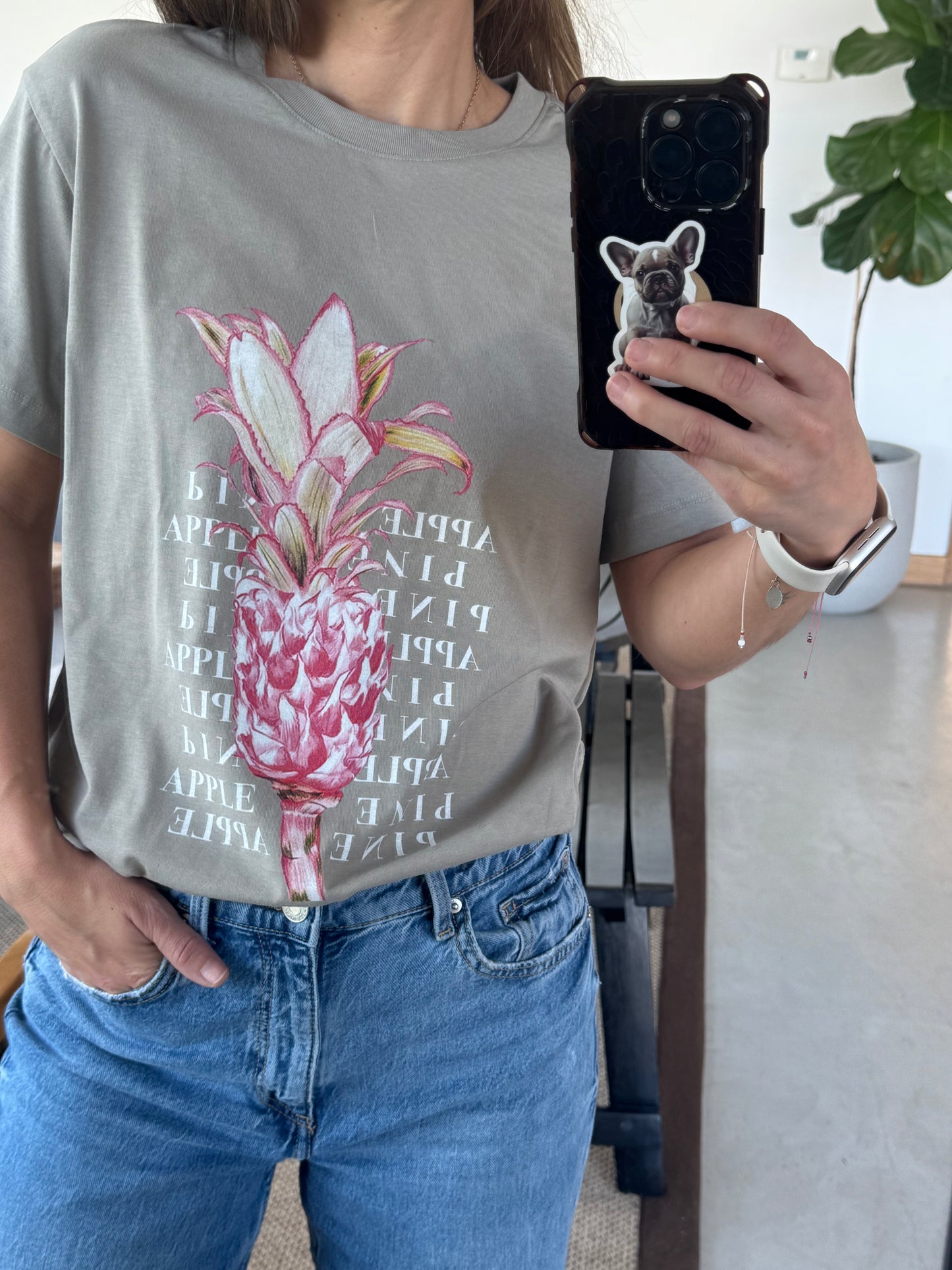 Polera Piña verde musgo